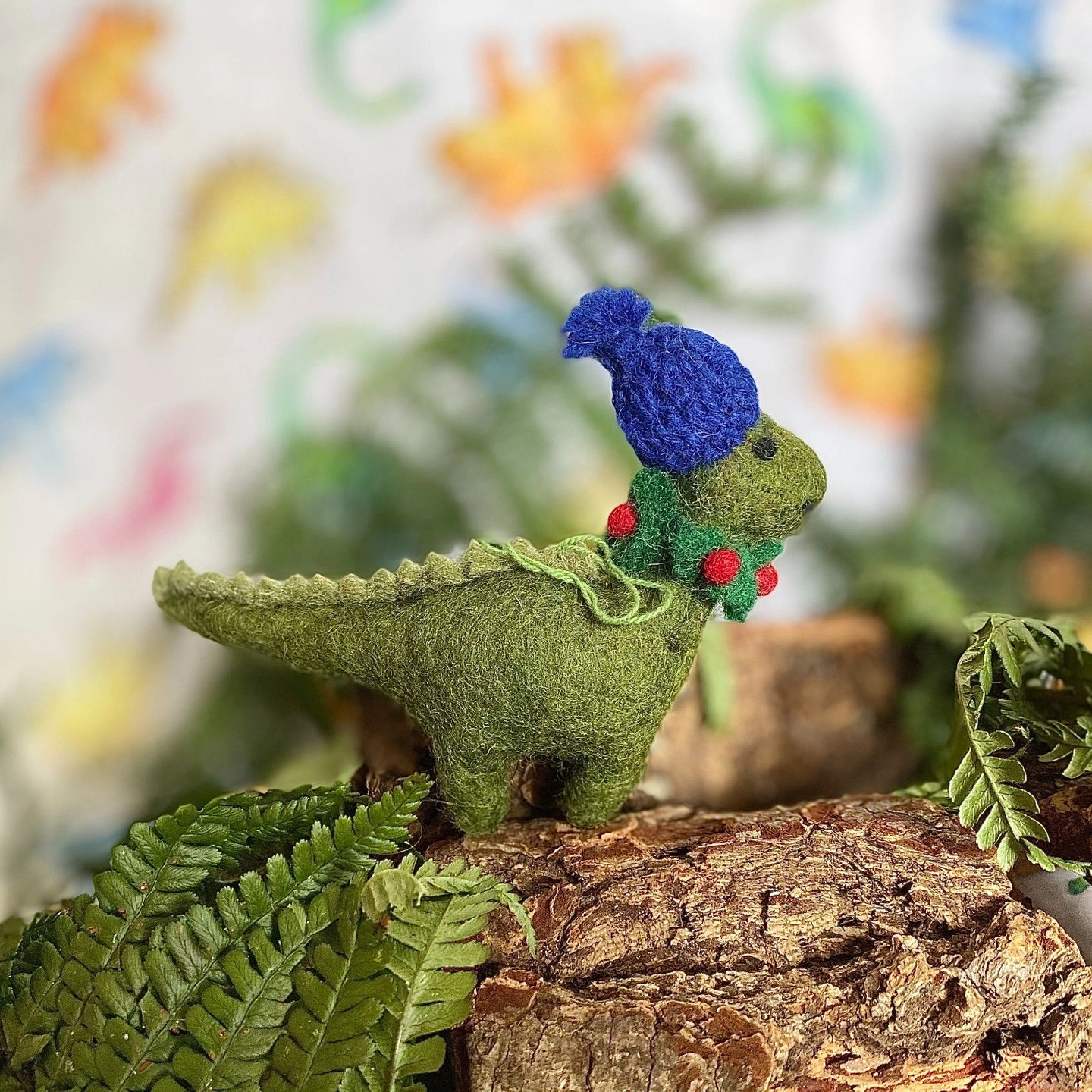 Handmade Felt Hanging Cosy Dinosaur Christmas