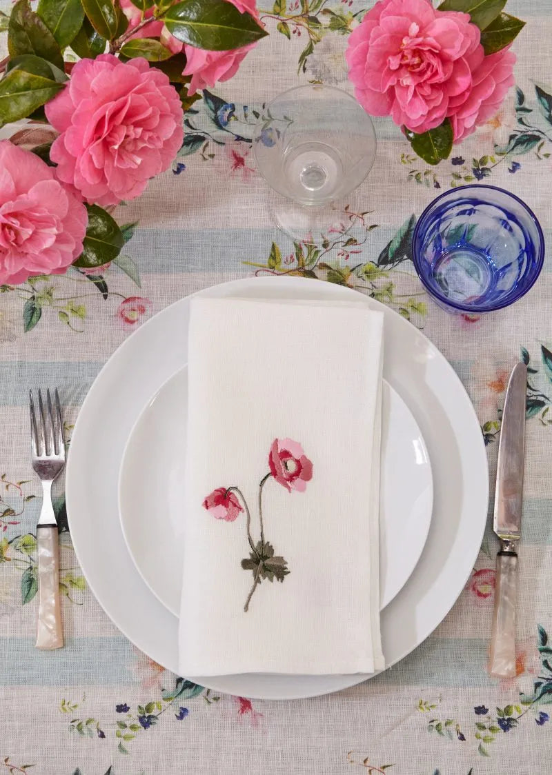 Flora Stripe Linen Tablecloth