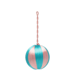 Small Corded Turquoise and Pink Stripe Ornament