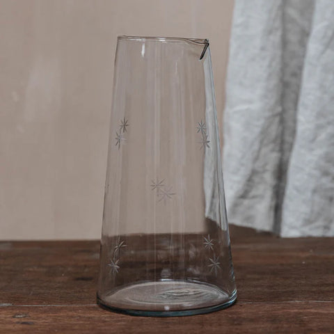 Star Etched Tapered Glass Jug